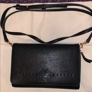 Black leather Tory Burch crossbody purse